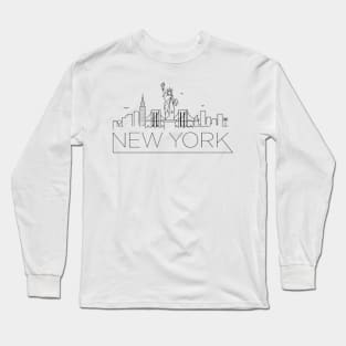 New York - Digital Drawing - B&W Long Sleeve T-Shirt